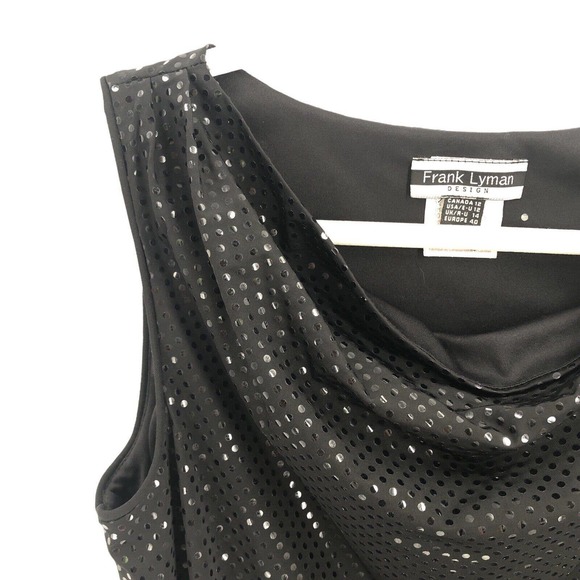 Frank Lyman Design Vintage Womens Size 12 Sequined Sheath Midi Dress in Black - Picture 8 of 10